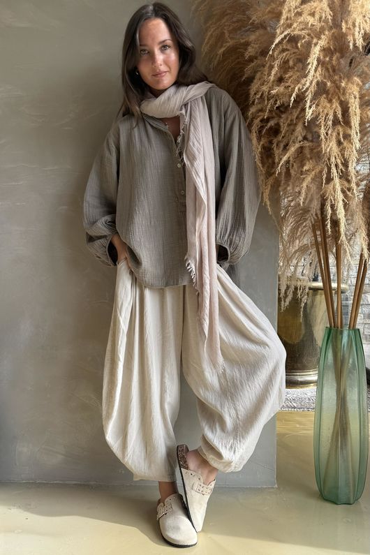 Laurie Cushion Cotton Blouse Mocha /4=